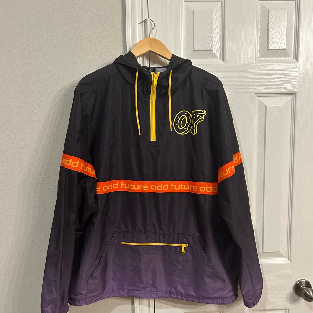 Odd Future Black & Purple Fade Ombre Anorak Windbreaker Jacket (XL)